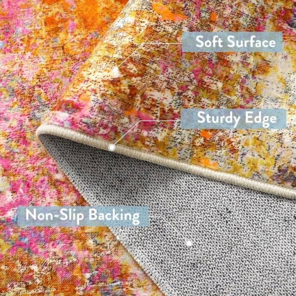 3x5 Modern Abstract Area Rug, Washable Colorful Non-Slip Carpet for Home & Room